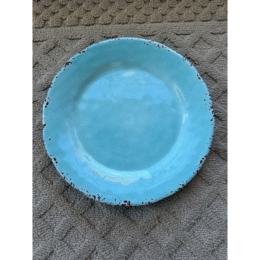 Il Mulino Crackle Rustic Blue MELAMINE Dinner Plate